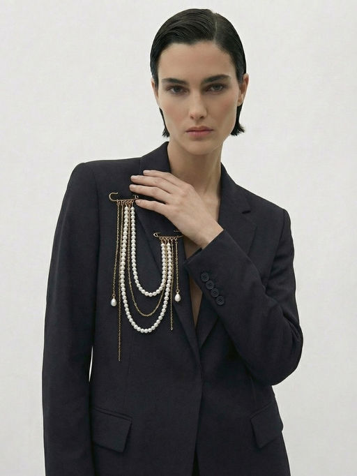 Булавки "Аксельбант", жемчуг, цвет белый в золоте