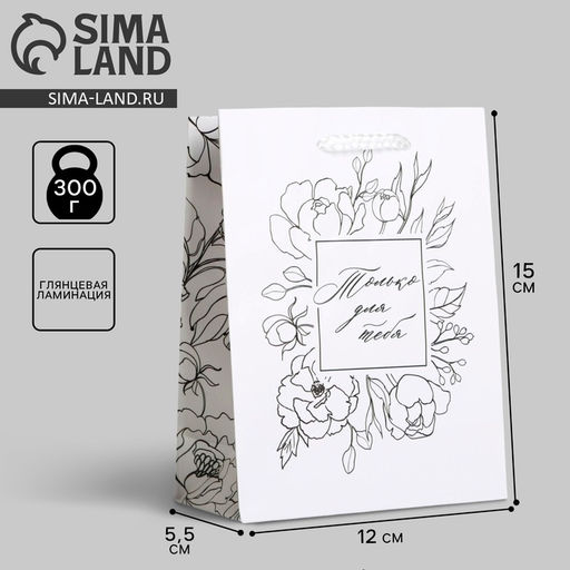 Цена за 2 шт. Пакет подарочный ламинированный, упаковка, For you, S 12 х 15 х 5.5 см