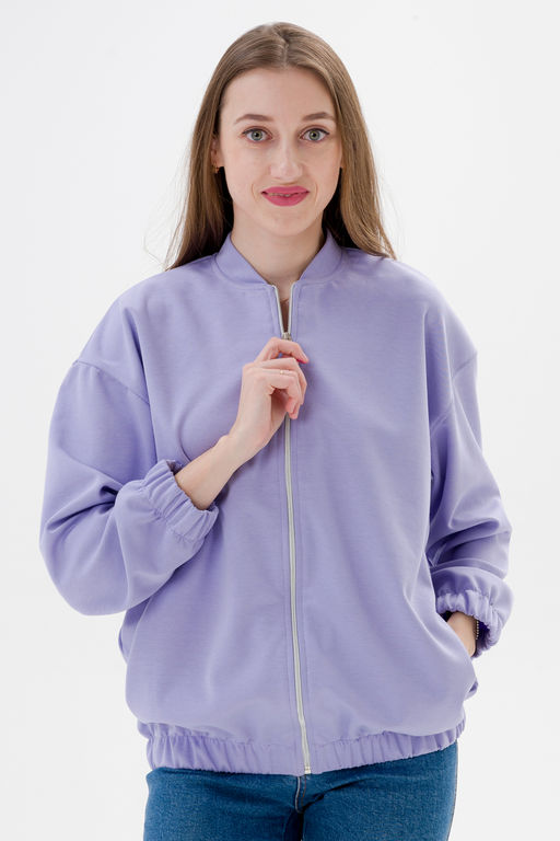 Бомбер из коттон фита сирень макси - Амадэль фото 4