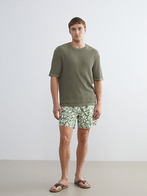 K?sa Boy Desenli Erkek Deniz ?ortu