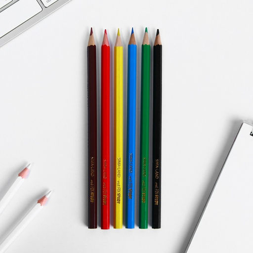 Карандаши цветные ArtFox STUDY, заточенные, шестигранные 6 цветов, корпус деревянный, картонная коробка с европодвесом.  фото 3