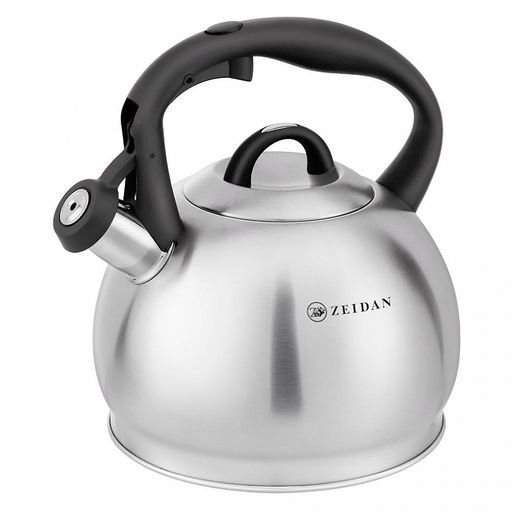 Чайник из нержавеющей стали Zeidan 3л, со свистком, 3-x слойное капсулированное индукционное дно, курковый механизм, матовая полировка корпуса, фиксированная бакелитовая ручка (Китай) Подходит для всех видов плит, включая индукционную!