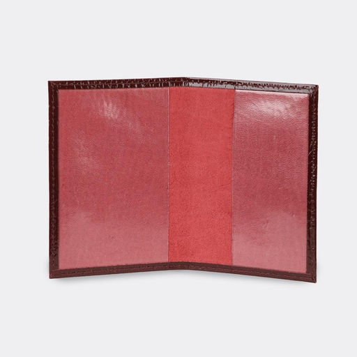 Обложка для пенсионного удостоверения, фактура крокодил, бордовая