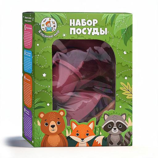 Набор посуды, "Кроха", цвет бордовый