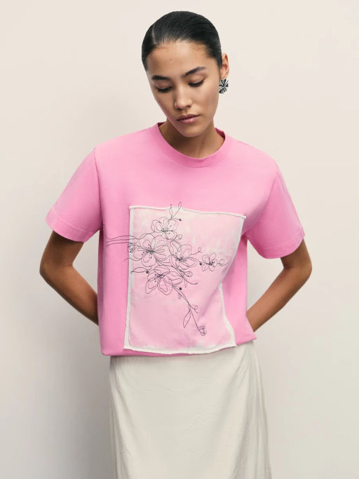 Футболка из хлопка с принтом / Zarina фото 8