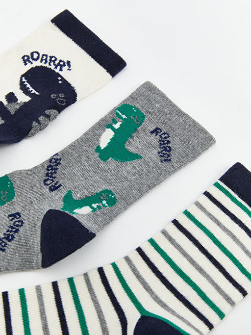 Dinozor Desenli Erkek ?ocuk Soket ?orap 5li
