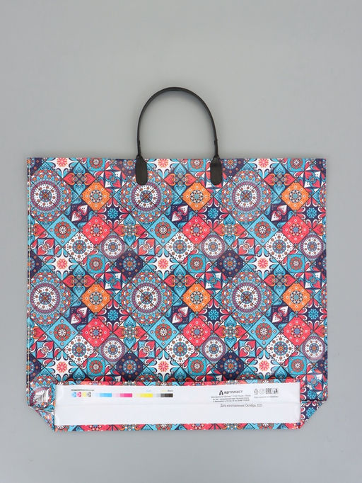 Цена за 10 шт. Пакет "Калейдоскоп", полиэтиленовый с пластиковой ручкой, 38 х 34 + 3 см, 90 мкм