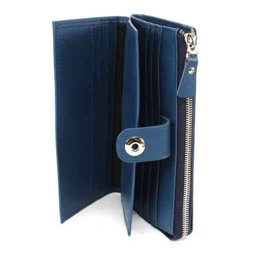 Портмоне женское Croco-ПР-970 на молнии натуральная кожа 3 отд, 20 карм, синий бергамо (47) 265461  фото 3