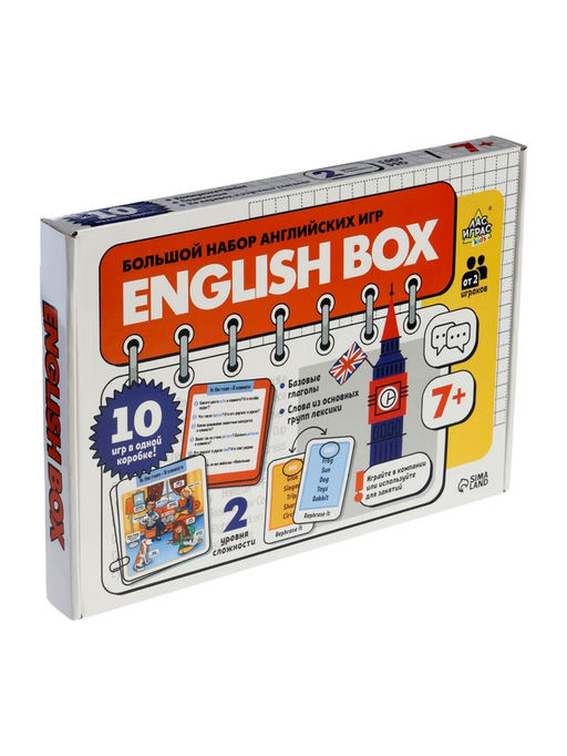 Большой набор английских игр «English box», 10 в 1, 7+
