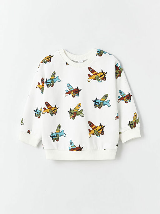 Bisiklet Yaka Bask?l? Erkek Bebek Sweatshirt ve Pantolon 2li Tak?m - Waikiki фото 2