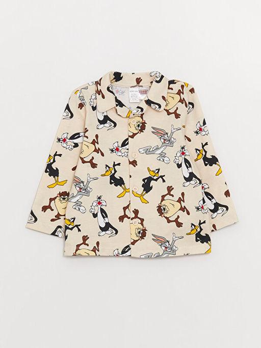 G?mlek Yaka Bugs Bunny Bask?l? Uzun Kollu Erkek Bebek Pijama Tak?m? - Waikiki фото 2
