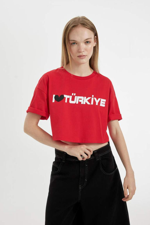 Футболка Cool Oversize с короткими рукавами и принтом - Defacto фото 5