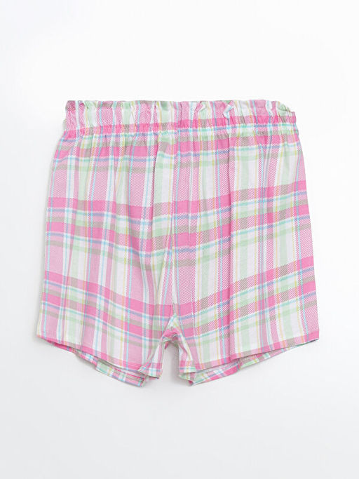 Beli Lastikli Ekose K?z ?ocuk Pijama ?ort