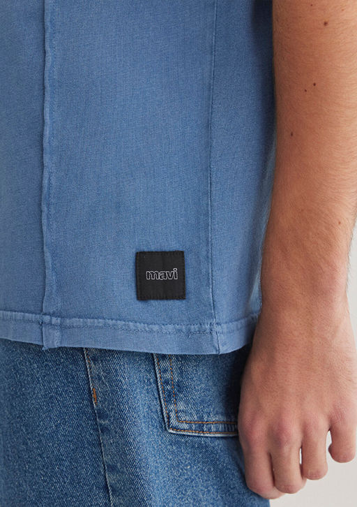 Dikis Detayl? Mavi Tisort фото 8