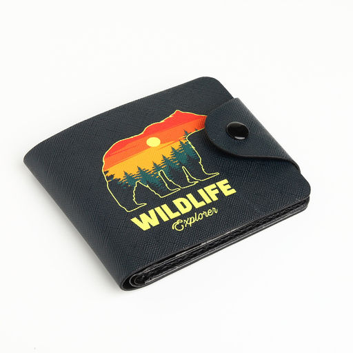 Кошелёк детский Wildlife, маленький, на кнопке, чёрный