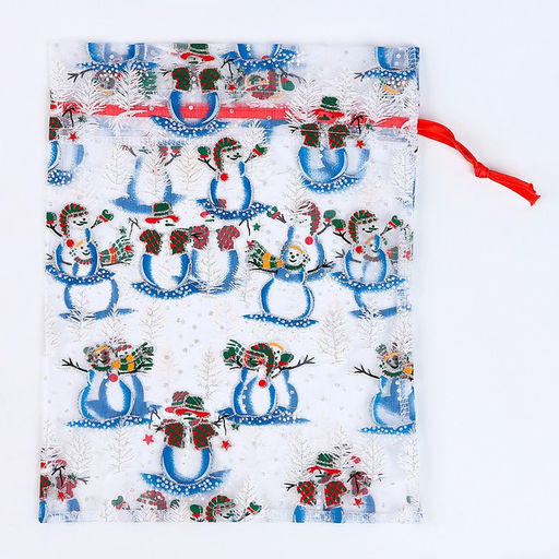 Мешок подарочный Снеговики на лыжах, р. 25 32 см, органза - Страна карнавалия фото 7