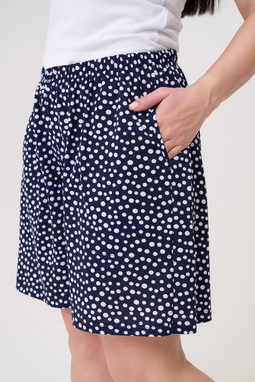 Шорты женские из кулирки Цветник горошек на темно-синем - Амадэль фото 4