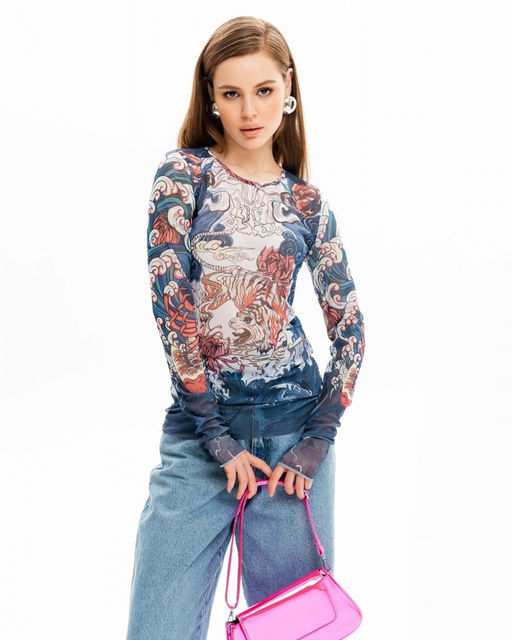 Лонгслив из сетки авторский принт - Sahar art lab фото 5