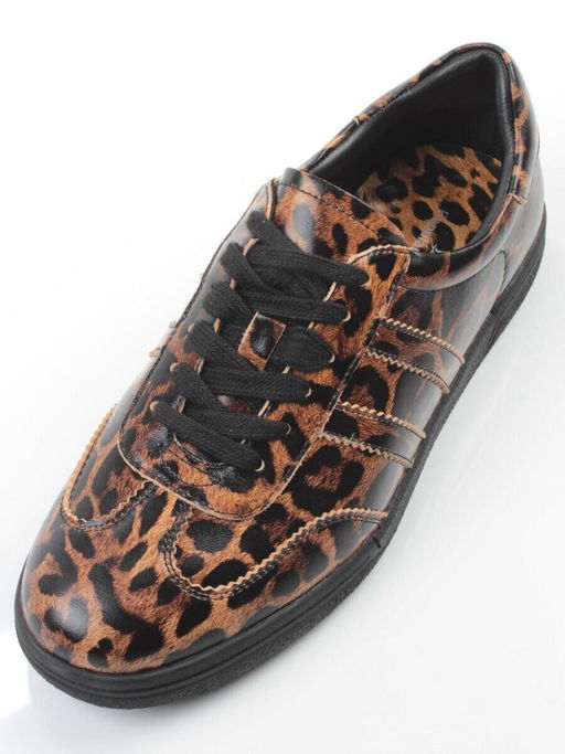 03-B6C-7PC BROWN/LEOPARD Кеды женские (натуральная кожа)