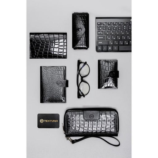 Кошелёк женский, 2 отдела на молнии, с ручкой, цвет чёрный - Textura фото 6