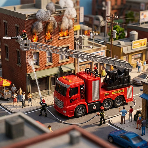 Машина "Пожарный" р/у, 1:14 (свет, звук) в коробке