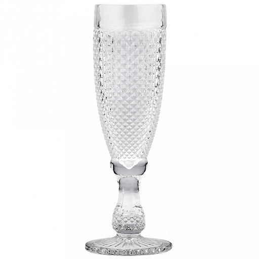 Шанталь Бокал стеклянный 160мл, д5,7см, h20см, для шампанского, рельефное, прозрачное стекло (Китай) Цена указана за штуку. В коробке 6 штук. - Домашняя мода фото 2