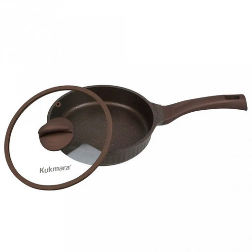 Сковорода с тефлоновым покрытием д26см "Stella", h6,8см, s0,32см, дно д23,8см, s0,4см, ручка из термостойкого пластика, стеклянная крышка, мокко (mokko) (Россия)