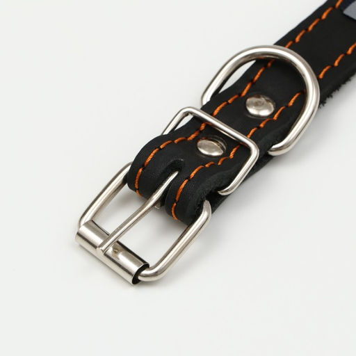 Ошейник кожаный светоотражающий на синтепоне бабочка, 45 х 2 см, ОШ 25-35 см, чёрный - Пижон фото 6