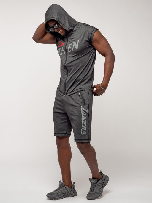 Спортивный костюм летний мужской темно-серого цвета 2264TC - FUYOUKAI фото 4