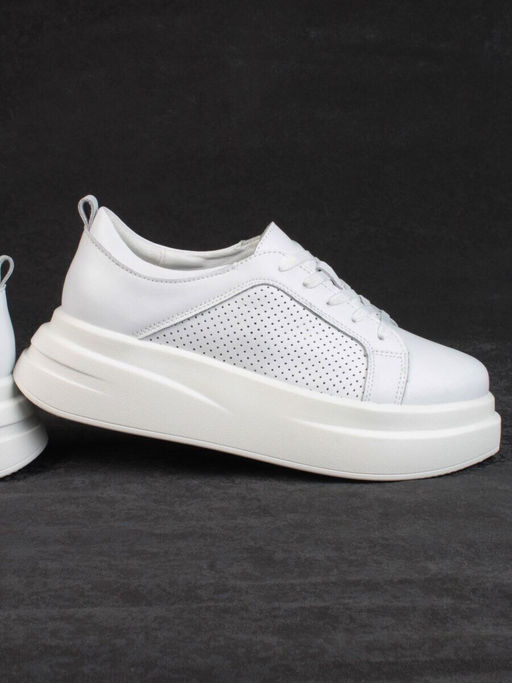 05-PDE36-1 WHITE Кроссовки женские (натуральная кожа)