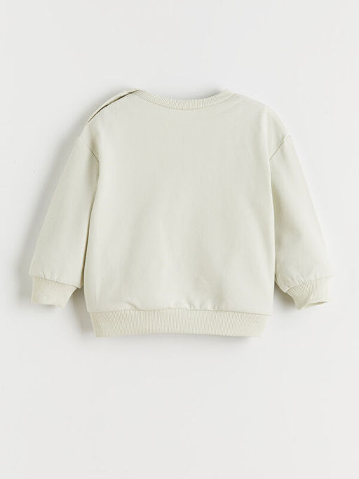 Bisiklet Yaka Bask?l? Erkek Bebek Sweatshirt