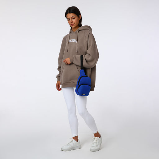 Сумка-слинг на молнии TEXTURA, наружный карман, синяя