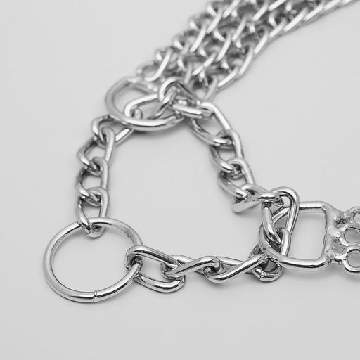 Ошейник - полуудавка металлический трехрядный, 50 см, толщина проволоки 2,5 мм - Пижон фото 3