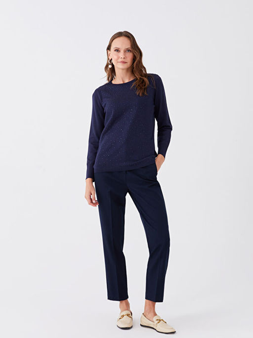 Bisiklet Yaka Ta?l? Kad?n Triko Kazak