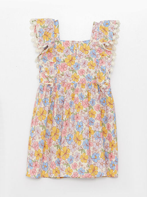 Kare Yaka Desenli K?z ?ocuk Elbise - Waikiki фото 2