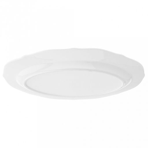 "Совершенство" Блюдо овальное фарфоровое 247х176х20мм, белый, рельефный декор, волнистый край (Китай)