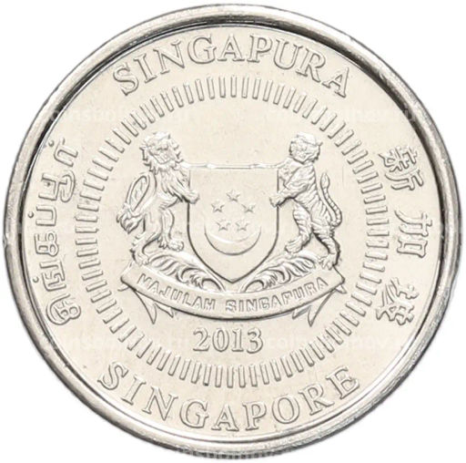 Монета 10 центов 2013 года Сингапур