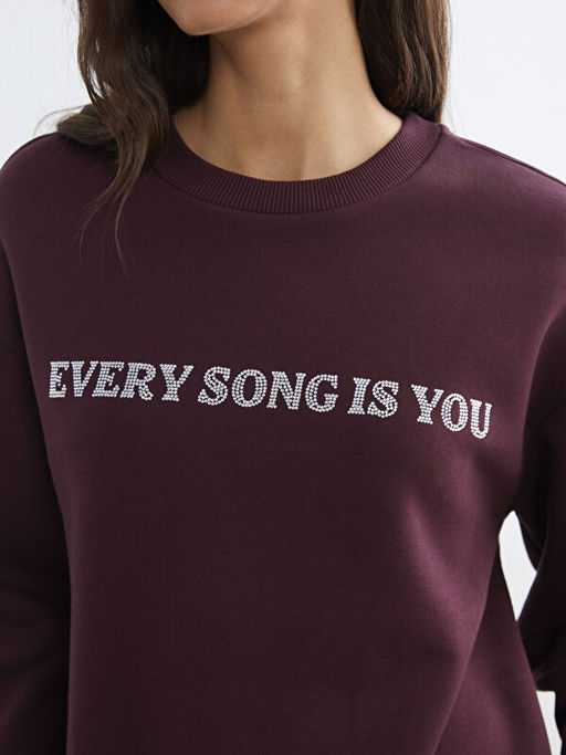 Bisiklet Yaka Ta?l? Kad?n Sweatshirt