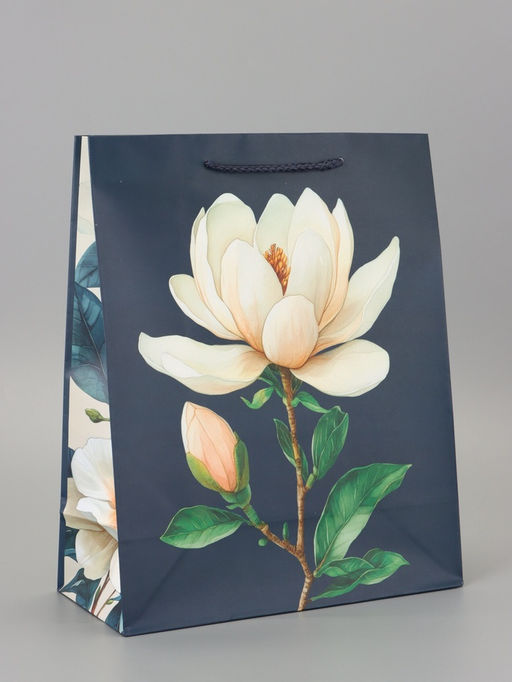 Цена за 2 шт. Пакет подарочный ламинированный «Белая магнолия» 26×12×32 см