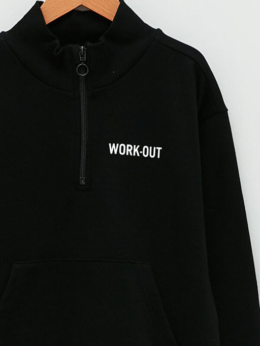 Dik Yaka Yaz? Bask?l? Uzun Kollu K?z ?ocuk Sweatshirt - Waikiki фото 3