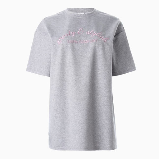 Футболка оверсайз женская MINAKU FIT: SPORTY & STYLISH, светло-серая, размер 42