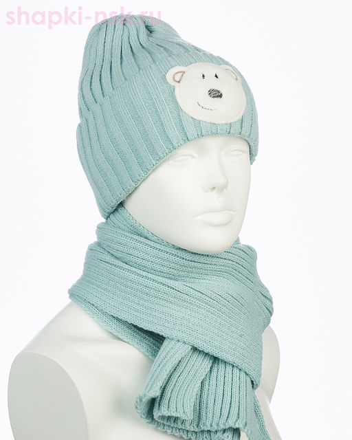 18-37-L Комплект для девочки флис (колпак+шарф) (50-54)