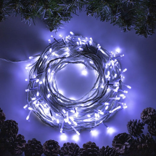 Гирлянда Нить 20 м, IP20, белая нить, 200 LED, свечение белое, 8 режимов, 220 В