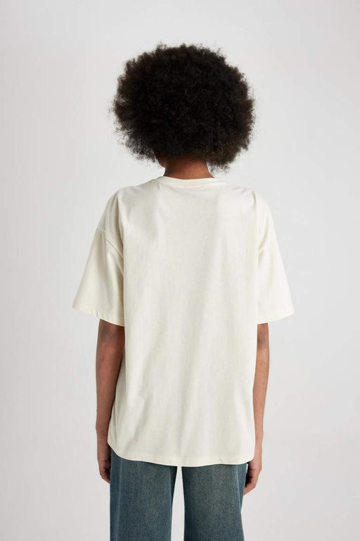 Унисекс Курт Кобейн Oversize-футболка с круглым вырезом и короткими рукавами - Defacto фото 10