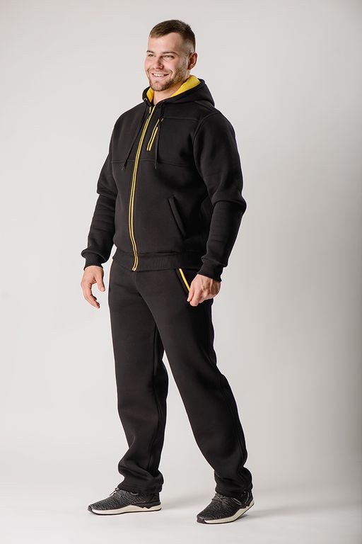 Утепленный костюм Футер 3-х ниточный М-1617: Чёрный / Жёлтый - Relay фото 4