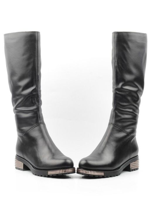 02-K66-D1 BLACK Сапоги зимние женские (натуральная кожа, натуральный мех (еврозима)) - Фабричный китай фото 13