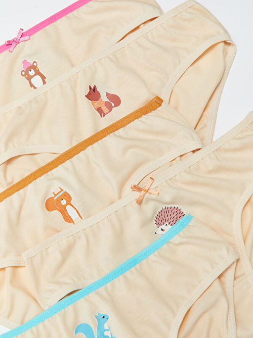 Bask?l? Pamuklu K?z ?ocuk K?lot 5li - Waikiki фото 2