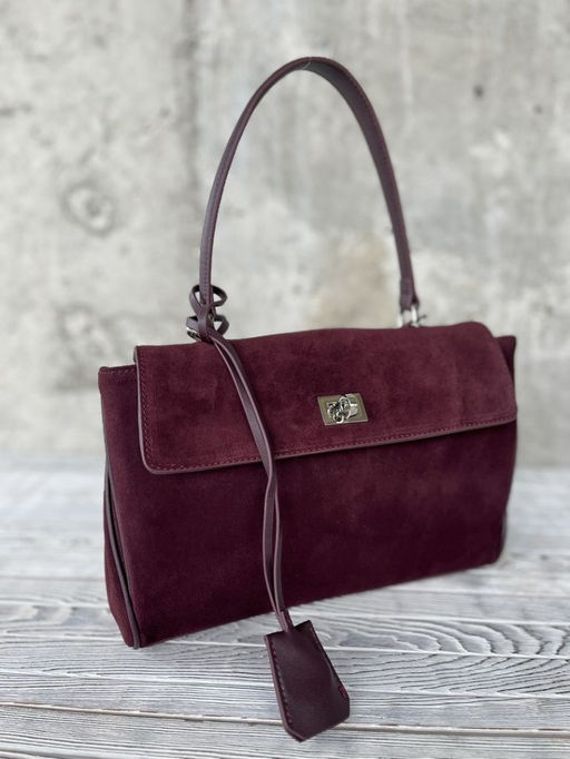 Женская замшевая сумка-портфель 8399 Бордовый - Sergio valentini фото 2