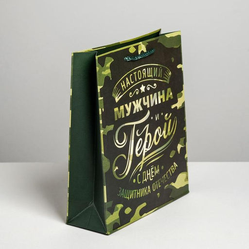 Цена за 2 шт. Пакет подарочный ламинированный, упаковка, С 23 февраля, ML 23?27?11.5 см