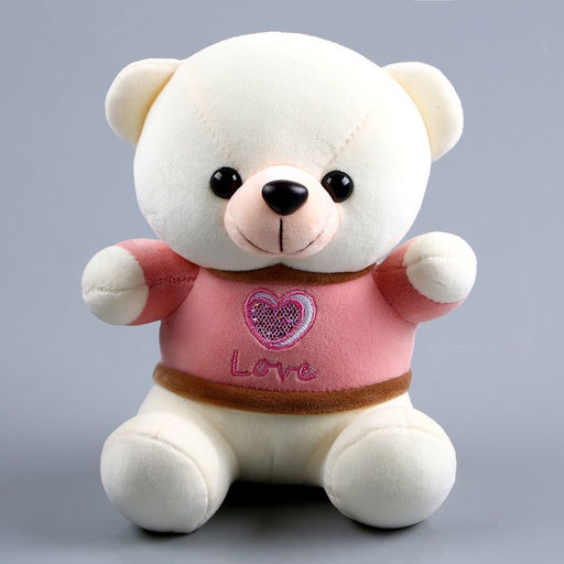 Мягкая игрушка «Мишутка в футболке», цвет белый